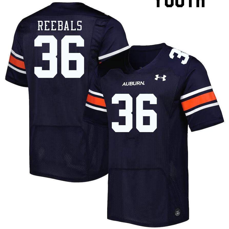 Youth #36 Luke Reebals Auburn Tigers College Football Jerseys Stitched-Navy